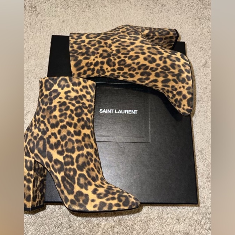 Saint Laurent Cheetah Print Chunky Heel Bootie
